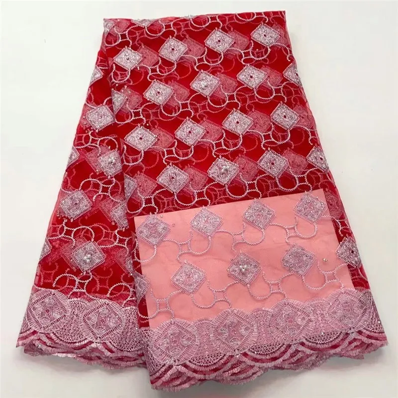 

Embroidered White Color Squares and Circles Pattern Design AF301 Free Shipping Party Dress Wholesale price Tulle Lace Fabric