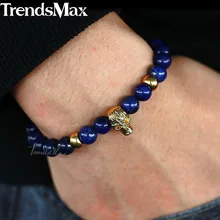 Wo мужской s мужской браслет из бисера Белый Синий Камень Золото Нержавеющая сталь Череп Браслеты с подвесками для мужчин ювелирные изделия Прямая поставка KDBM25