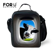 Forudesigns/животных печати свежий Сумки для пикника Симпатичные Жираф Дети Обед мешок детское Термальность Коробки для обедов школа питания Вышивка Крестом Пакет Ланчбокс