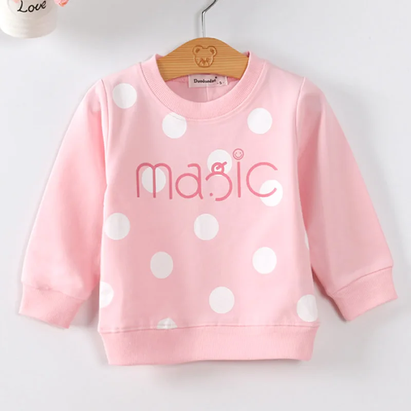 

2019 Fashion Pink girls T-shirt Long sleeves Hoodies for little girl White Pink Red Yellow