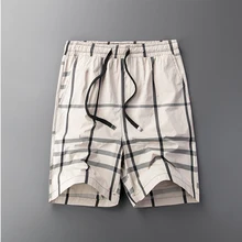 Большие брендовые дизайнерские бежевые брюки классические клетчатые шорты мужские повседневные пляжные шорты с эластичной талией модные бордшорты 503