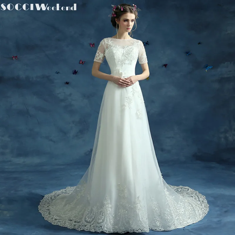 SOCCI Weekend винтажные Свадебные платья с короткими рукавами 2019 boda Vestido de Noiva
