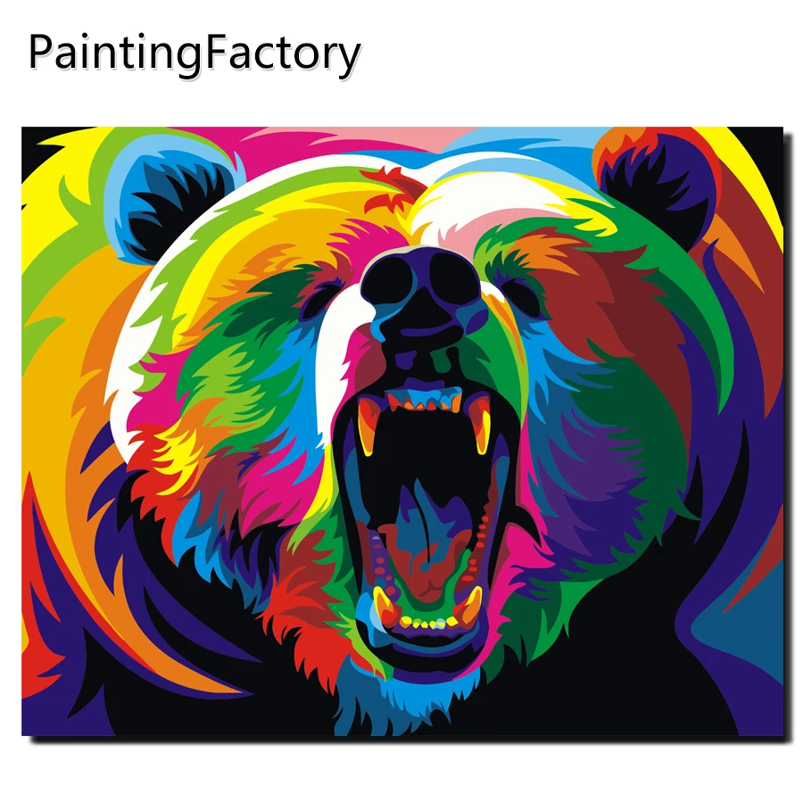 

Angry Bear Paint by Number Kits Coloring By Numbers On Canvas Decorative Pictures Wall Pictures for Living Room Abstract Picture