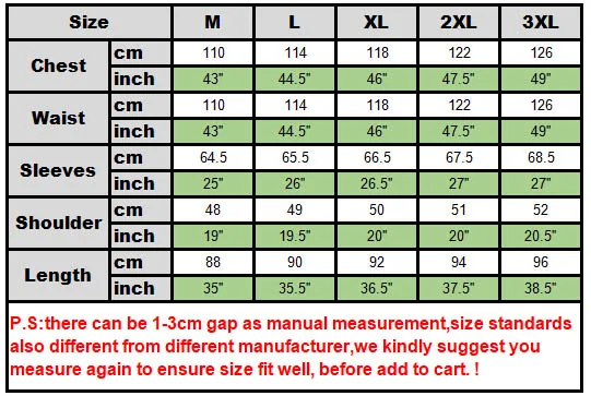 size chart African