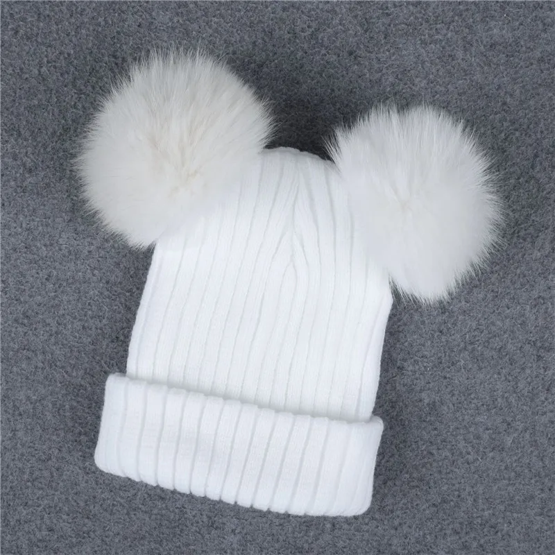Шапка женская зимняя вязаная с двумя помпонами|fur pompom hat|pom pom beaniespompom hat |