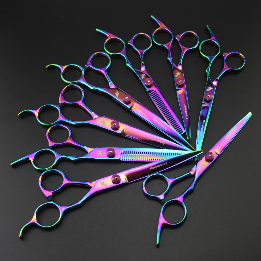 

6/7 inch Pet Grooming Scissors Straight Curved Dog Cat Cutting Thinning Shears Kit Tesoura Para Hair Thinning Shears