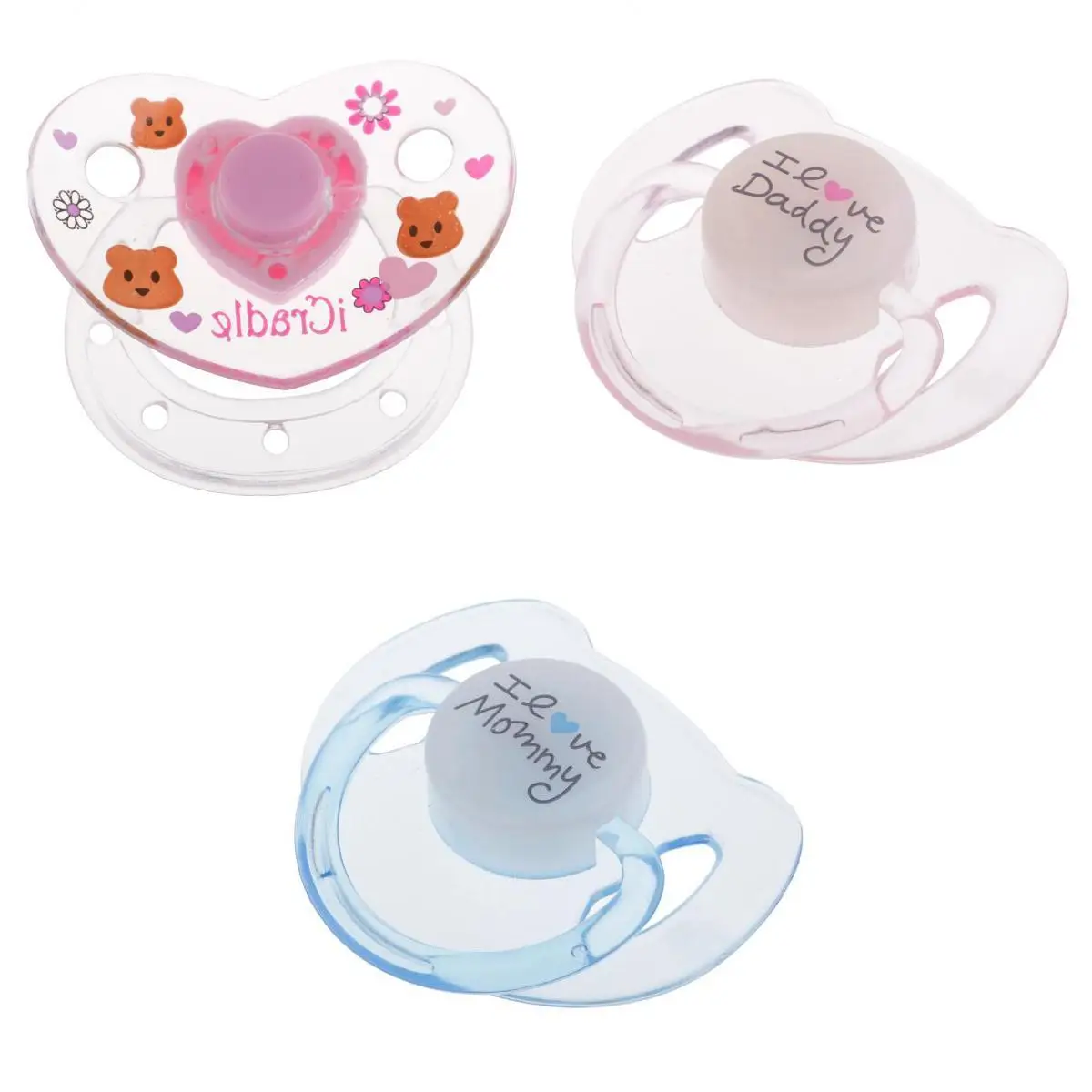 3pcs Cartoon Dummy Magnet Pacifier Baby Doll Supplies For Reborn Girl Doll