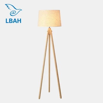 

Simple Nordic wood art bedroom sitting room three foot floor lamp study solid wood fabric led floor lamp
