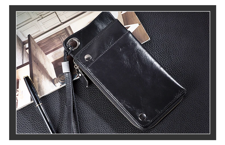 LUENSRO мужской кожаный бумажник, винтажные Длинные кошельки для мужчин, натуральная кожа, кошелек, кошелек на молнии, держатель для карт, портмоне для iPhone7S