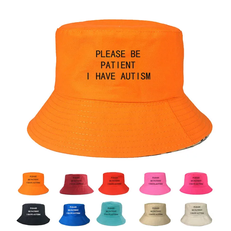 Shpflae Please Be Patient I Have Autism Letter Print Bucket Hat Men Women Fisherman Hats Summer Outdoor