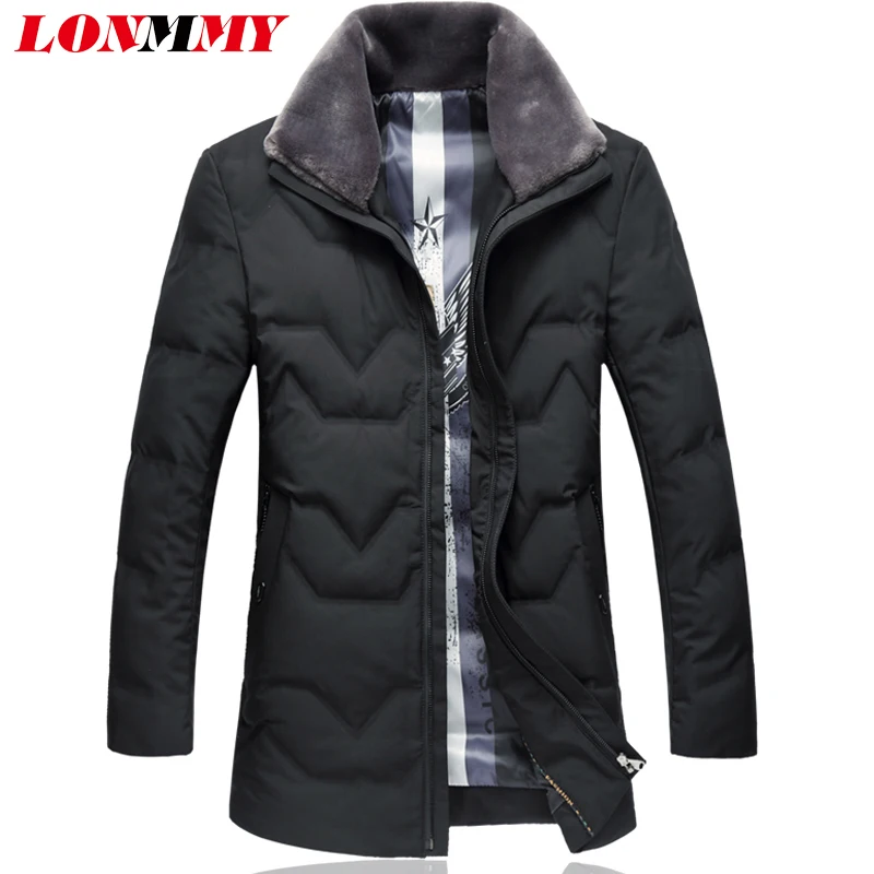 LONMMY 6XL 7XL белая утка вниз Утепленная зимняя куртка мужская ветровка верхняя одежда с меховым воротником Длинные Стиль Черный Зеленый Новый