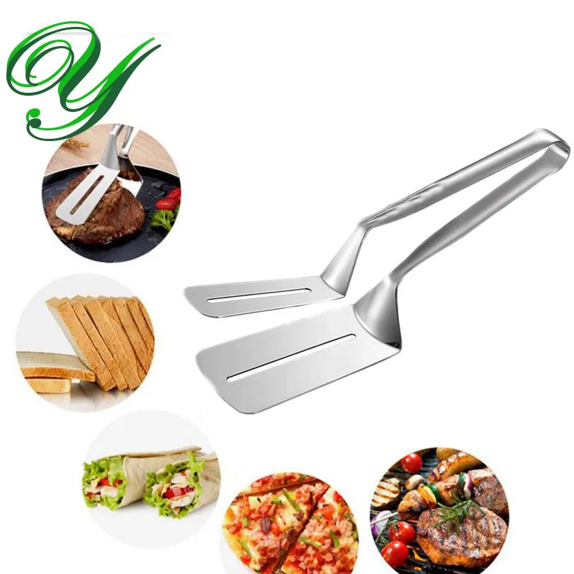 Stainless steel bbq cooking tongs turner 10' hamburger patties server