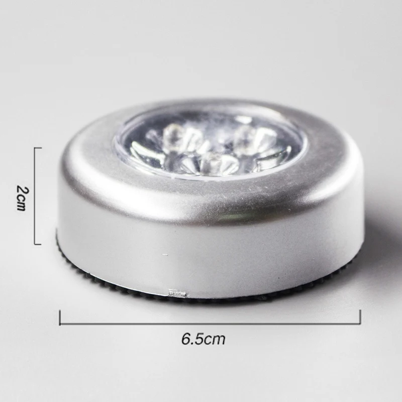 Серебряный 3 светодиодный светильник для шкафа с батарейным питанием, беспроводной сенсорный настенный светильник для кухни, Ночной светильник 1 шт