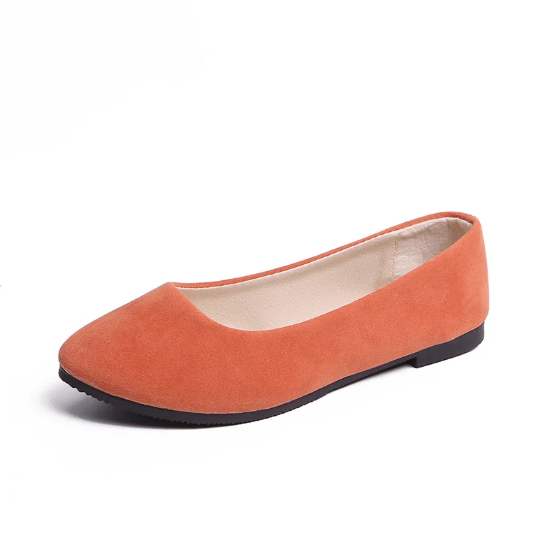 Большие размеры 35-43; женская обувь; яркие цвета; женские лоферы на плоской подошве; балетки из искусственной замши; удобные слипоны на плоской подошве; zapatos mujer - Цвет: Оранжевый