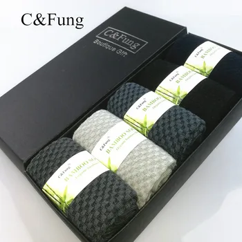 

C&Fung 2018 brand men's bamboo socks fashion business sock man chaussettes homme lot calcetines 5pairs with gift box