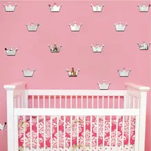 18 шт./лот, детская комната, 3D акриловая Зеркальная Наклейка на стену, s, для девочек, принцесса, корона, форма, наклейка, украшение на стену, художественные наклейки