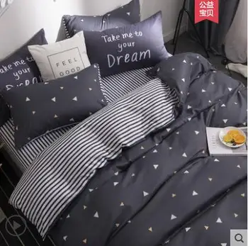 

3 pcs set 100% cotton baby Bedding set ,bed sheet duvet cover pillowcase ,Words bear pink white eyes boy and girl cute beding