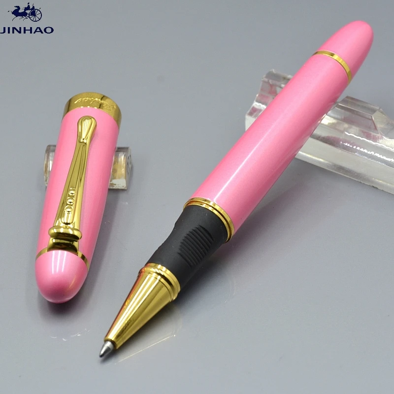 

High Quality JINHAO X450 pink metal roller ball pen with gold clip school office Stationery writing ball pens lady gift