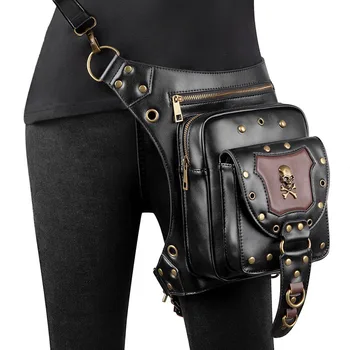 

Steampunk Handbags Tactical Men's Pockets Phone Retro Personality Solid Color Metal Polyester Lady Wild Bag Multifunction 2019