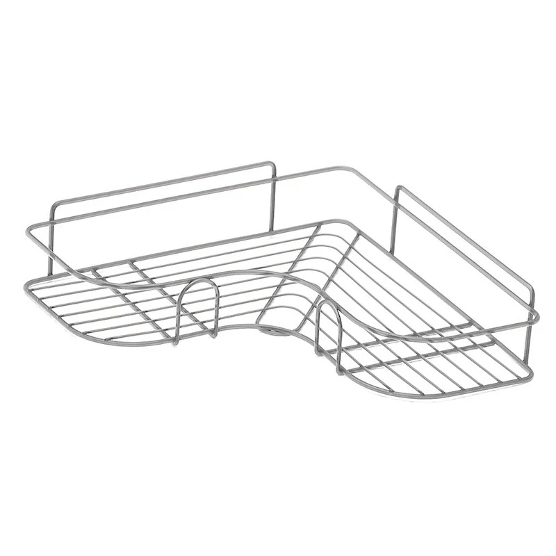 Ванная комната угловые полки для хранения Настенный Прочный держатель для салфеток стойка для кухни туалет душ приклеиваемый крючок - Цвет: Sliver