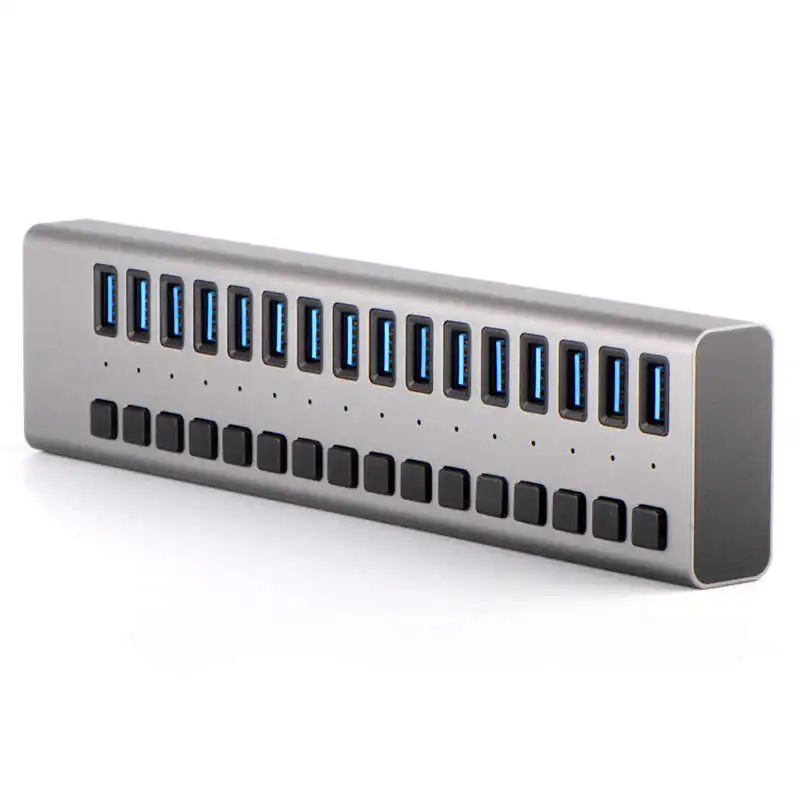 Acasis Usb Hub 3,0 высокоскоростной 16 порт Usb 3,0 концентратор разветвитель вкл/выкл переключатель с 12 В 6А шнур питания для Macbook ноутбука ПК