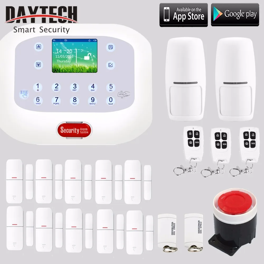 

Wireless PSTN GSM SMS Home Intruder Alarm System with PIR Motion Sensor Door Intruder Detector Backup Battery APP control