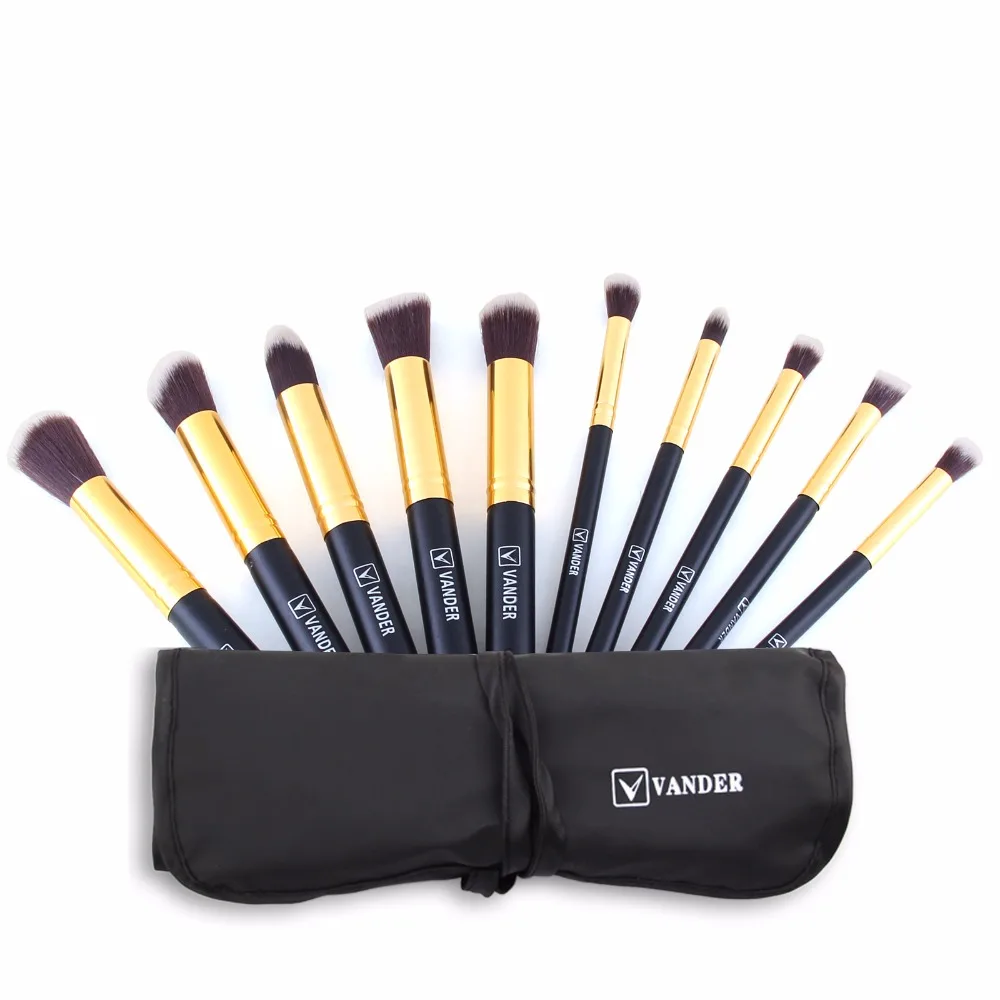 VANDER Mini 10pcs Makeup Brushes Foundation Blending Blush Make up Brush with 1 Water Sponge Cosmetics Puff Beauty tool Kit Set (2)
