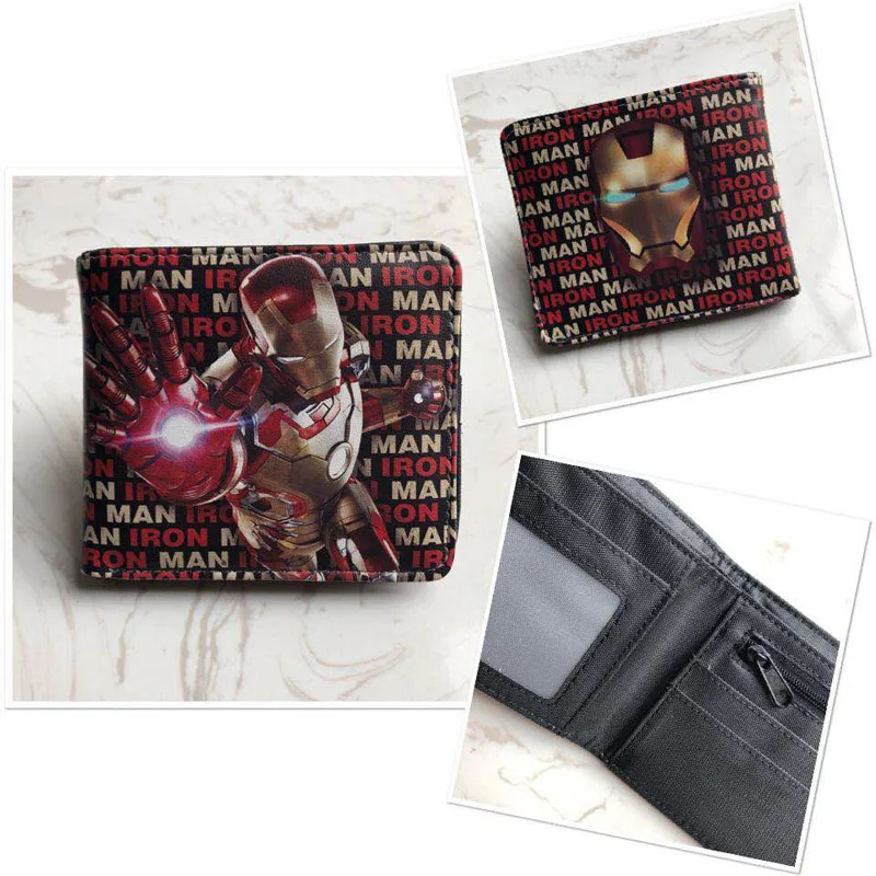 Бумажник с героями мультфильма «мстители», «Капитан Марвел», «Железный человек», «танос», мужской кошелек с отделением для карт, с отделением для монет