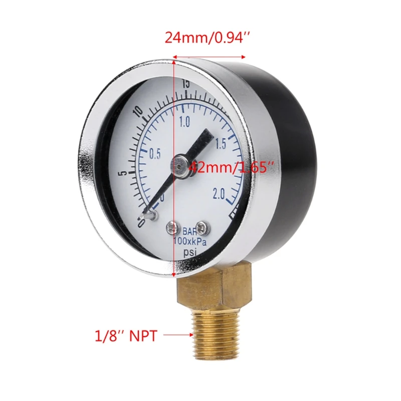 1/" NPT манометр гидравлический воздушный компрессор давление 0-30 PSI нижнее Крепление