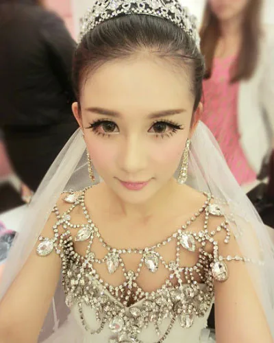 HIMSTORY Высокое качество корейский супер Блестящий Полный Кристалл Свадебное Ожерелье плечо цепь аксессуар для невесты