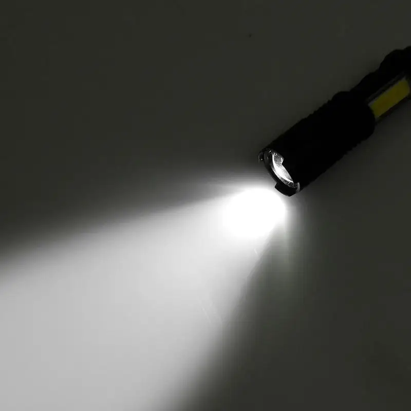 Mini Zoom XPE+COB LED Flashlight 4 Modes IP44 Waterproof Outdoor Light Torch XPE glare- XPE low light- COB glare- COB strobe