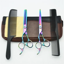 Левая рука 4 шт костюм 6 ''индивидуальный ЛОГОТИП Красочные JP 440C человеческих волос Парикмахерские ножницы+ Истончение+ расческа C8002