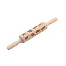 Рождественская деревянная Скалка с оленем, легкое закручивание подшипников, тисненый олень, кухонные инструменты для приготовления выпечки, аксессуары navidad