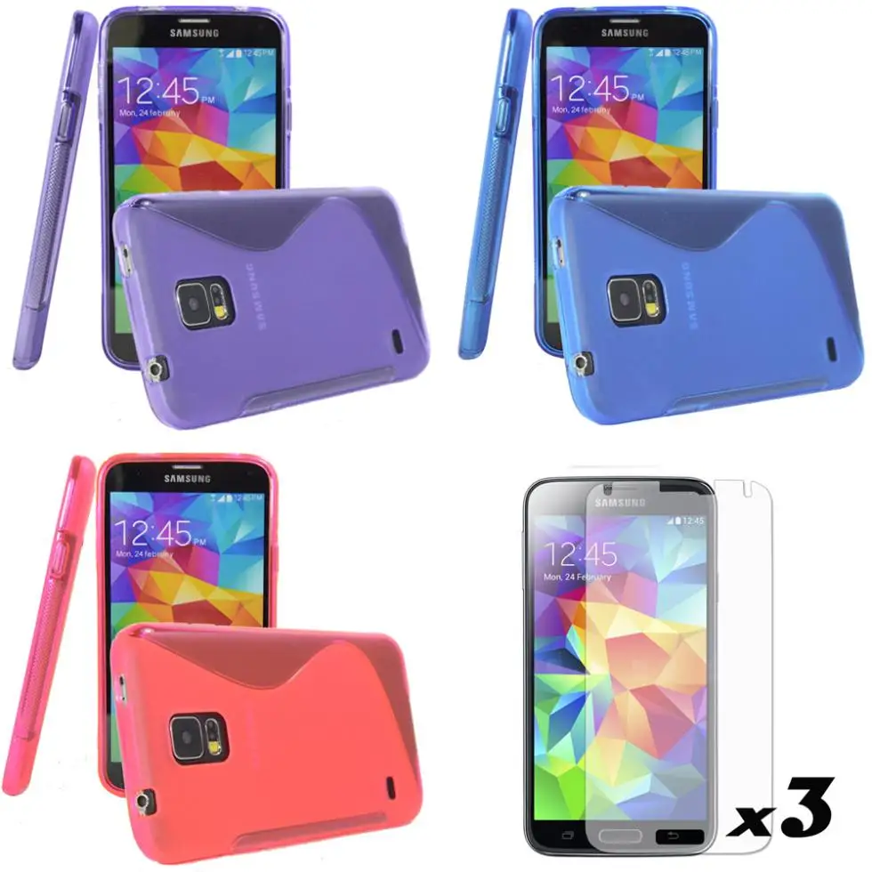 Мягкий гелевый ТПУ 3X чехол + Защита экрана для Samsung Galaxy S5 SV I9600 G900 |