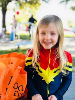 

Kids Ms Captain Superhero Costume Spandex Cosplay Costume for Halloween Zentai Jumpsuit for Girl
