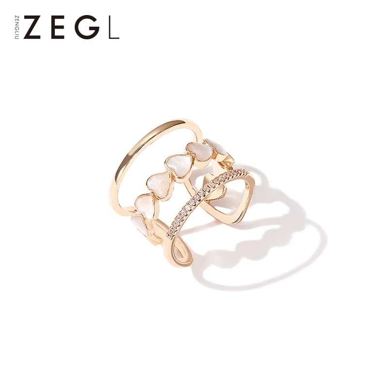 ZEGL многослойное кольцо с широким лицом женское Ювелирное кольцо с открытым пальцем модное индивидуальное увеличенное декоративное кольцо - Цвет основного камня: Белый