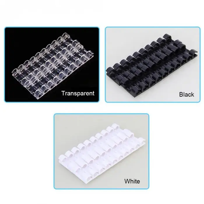 

3M Sticker 20Pcs/Box Self-Adhesive Cable Clips Organizer Drop Wire Holder Cord Management Cord Management Ties Fixer Fastener