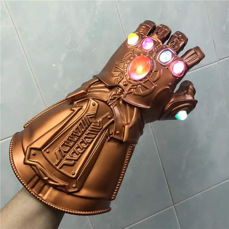 Светодиодный светильник Thanos Gauntlet военные Косплей Перчатки ПВХ экшн-модель игрушки подарок на Хэллоуин Детский подарок - Цвет: Adult Led Light