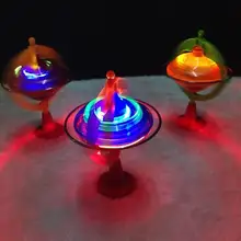 1 шт. Интересные детские игрушки Красочный флэш светодиодный светильник спиннинг Топ лазерный музыкальный гироскоп детский деревянный светящийся музыкальный гироскоп