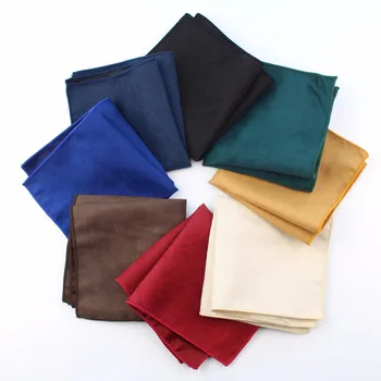 

Two Sides Solid Micro Suede Hankerchief Groom Leather Mens Plaid Soft Scarves For Men Hankies Pocket Square Male Handkerchiefs