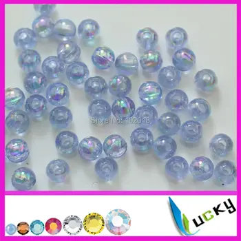 

1 kg 4mm light blue ab color Round Acrylic beads colorful ab effect transparent Beads with two holes for Chunky Necklace