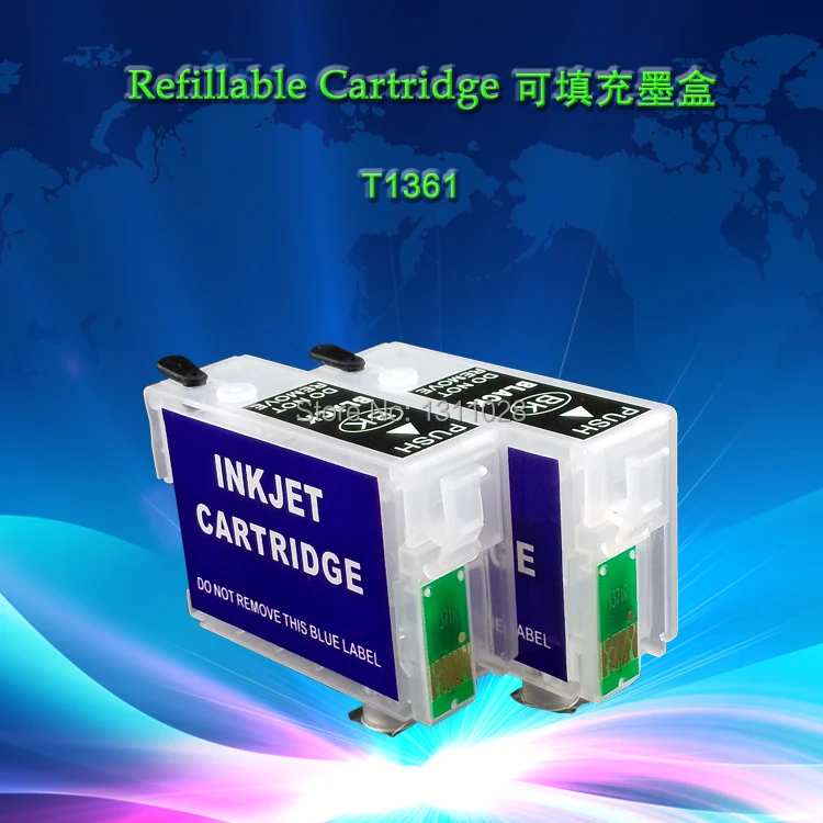 

INK WAY T1361 T1361 Empty Refillable ink cartridge for K101 K103 K201 K301 with latest chip,1 Set, 2 PCS