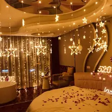 2,5*0,8 м светодиодный гирлянда для занавесок в виде звезд 220V UEB управляемая романтическая Фея для рождества, праздника, свадьбы, вечерние гирлянды для украшения