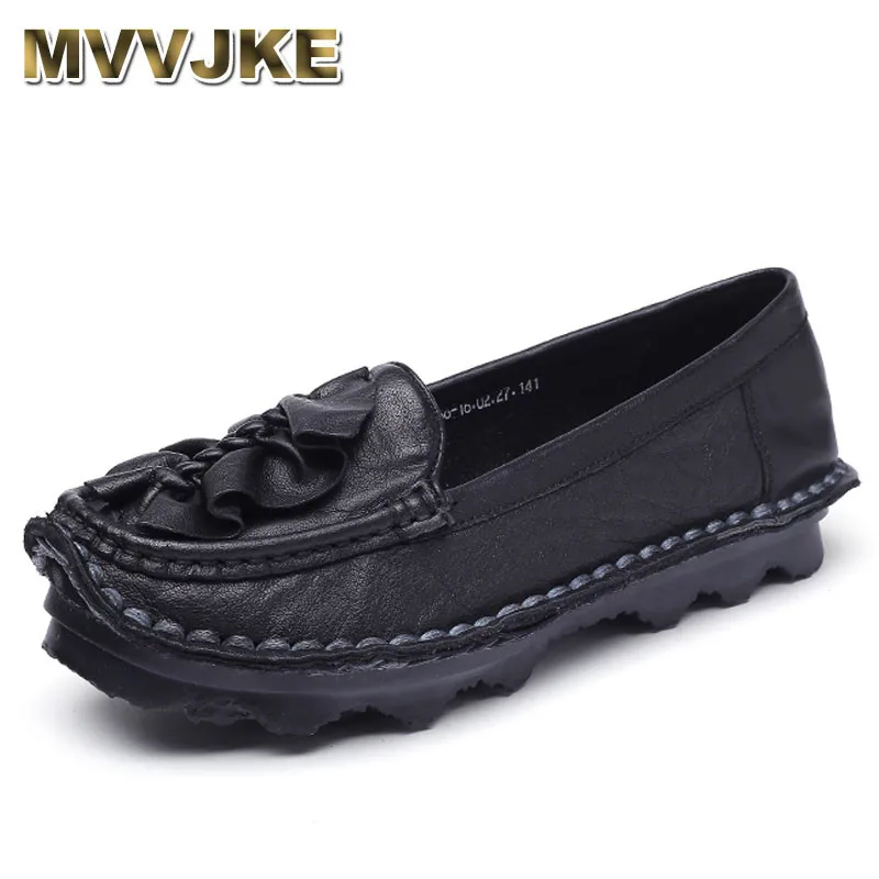 

MVVJKE Loafers Women Shoes Handmade Casual Shoe Woman Genuine Leather Soft Flat Shoe Plus Size Autumn Driving Shoe Women Flats