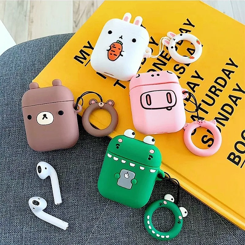 

Cartoon Frog Silicone Earphone Case For Apple Airpods Wireless bluetooth earphone accessories Headphones Cases Protective Cover
