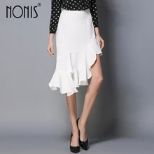 Nonis юбки женские в винтажном стиле с листьями лотоса элегантные асимметричные юбки с рюшами новые весенне-летние белые юбки в стиле Лолиты с высокой талией