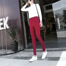 Nice Pop Pop Women Trousers Show Waist Solid Ladies Leggings Female Skiny Pants Plus Size Fashion AA9199