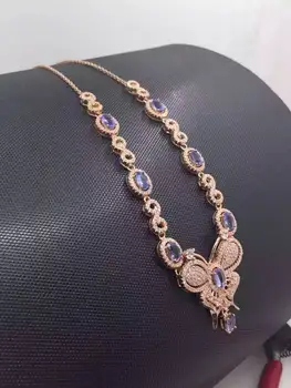 

Natural blue tanzanite Necklace Natural Gemstone Pendant Necklace S925 sliver women Luxury trendy Elegant but party fine Jewelry