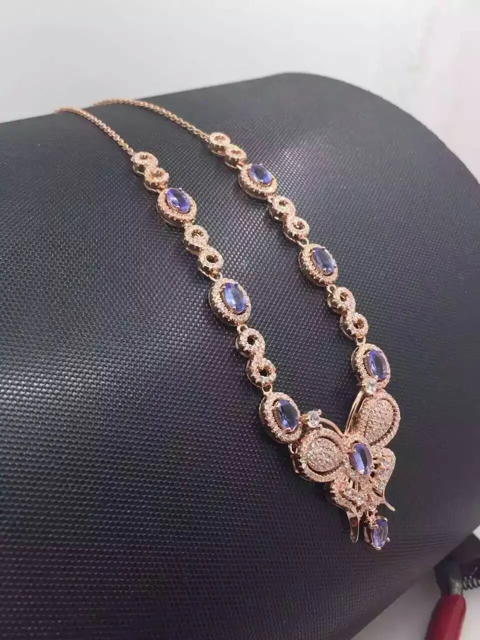 Natural blue tanzanite Necklace Natural Gemstone Pendant Necklace S925 sliver women Luxury trendy Elegant but party fine Jewelry