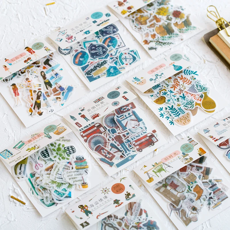 

Old Time Series Stationery Sticker 40pcs/pack Decoration Scrapbook Stickers Diy Diary Planner Sticker Paper School Supplies